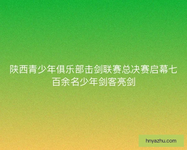 陕西青少年俱乐部击剑联赛总决赛启幕七百余名少年剑客亮剑